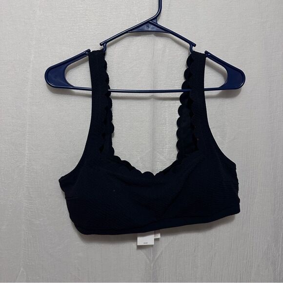 NWT Jessica Simpson Black Scalloped Bralette Bikini Top Square Neck Women XL - Picture 3 of 7